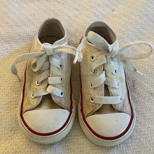 Classic White Kids Sneakers with Red Accents